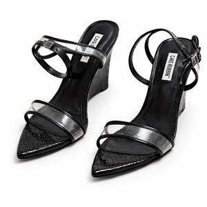 🖤Cape Robbin Black Clear Strap Wedge Heels
